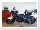 Mobile Motorrad-Rahmenvermessung an Triumph Speed Triple 1050 SE